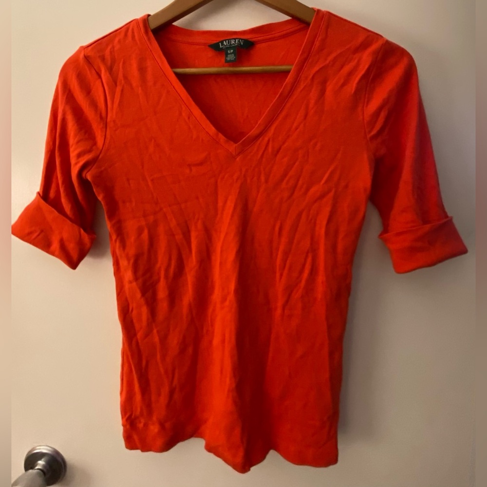 Ralph Lauren..Women's Orange V-Neck Top